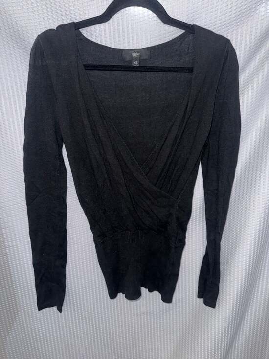 Mossimo Sweaters - Mossimo Black Long Sleeve Surplice Wrap Sweater Top Size XS